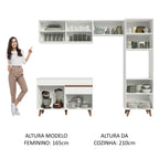 Armário de Cozinha Completa 250cm Branco Reims Madesa XA03