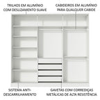 Guarda-Roupa Casal 100% MDF Madesa Zurique 3 Portas de Correr com Espelho Branco
