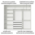 Guarda-Roupa Casal 100% MDF Madesa Zurique 3 Portas de Correr com Espelho Branco/Rustic