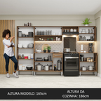 Armário de Cozinha Completa 293cm Rustic/Preto Emilly Madesa 01 XT