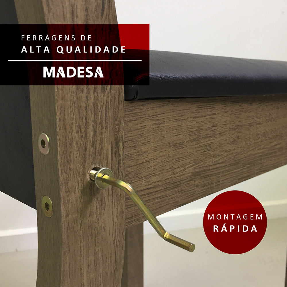 Conjunto Sala de Jantar Madesa Rute Mesa Tampo de Madeira com 4 Cadeiras Rustic/Sintético Bege