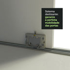 Guarda-Roupa Casal Madesa Kansas 3 Portas de Correr com Espelhos 3 Gavetas Branco