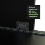 Guarda-Roupa Casal Madesa Kansas 3 Portas de Correr com Espelhos 3 Gavetas Preto