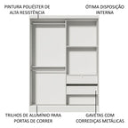 Guarda-Roupa Solteiro Madesa Luke 2 Portas de Correr com Espelho Branco