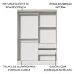 Guarda-Roupa Infantil Madesa Nick 2 Portas de Correr com Espelho Branco