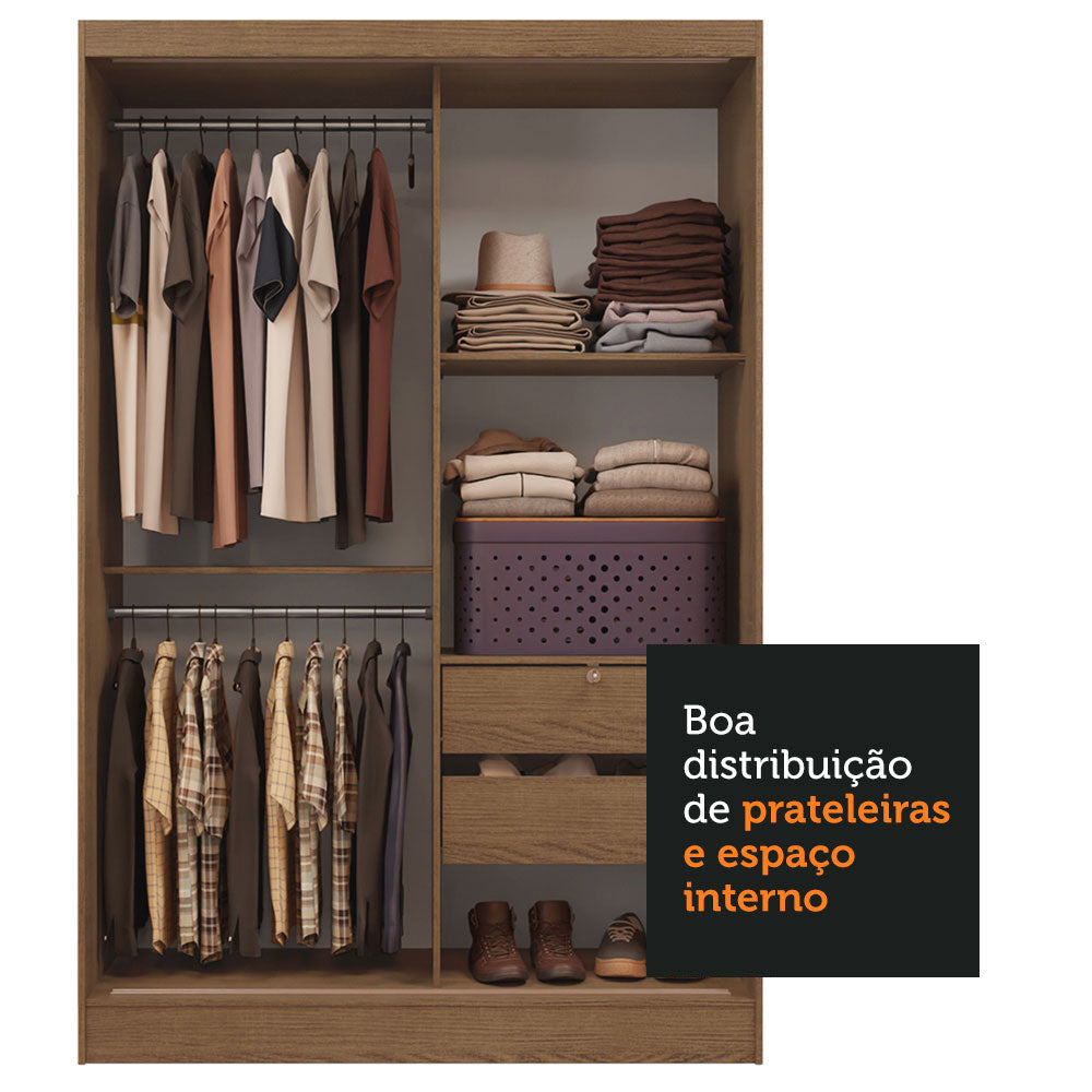 Guarda-Roupa Infantil Madesa Nick 2 Portas de Correr Rustic