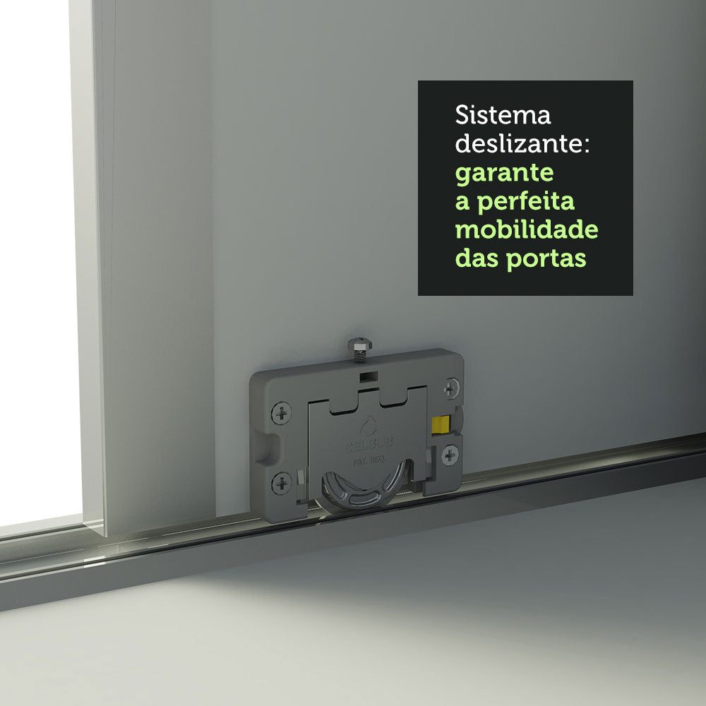 Guarda-Roupa Casal 100% MDF Madesa Royale 3 Portas de Correr com Espelho Branco/Preto
