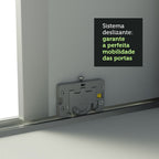Guarda-Roupa Casal 100% MDF Madesa Royale 3 Portas de Correr com Espelho Branco/Preto