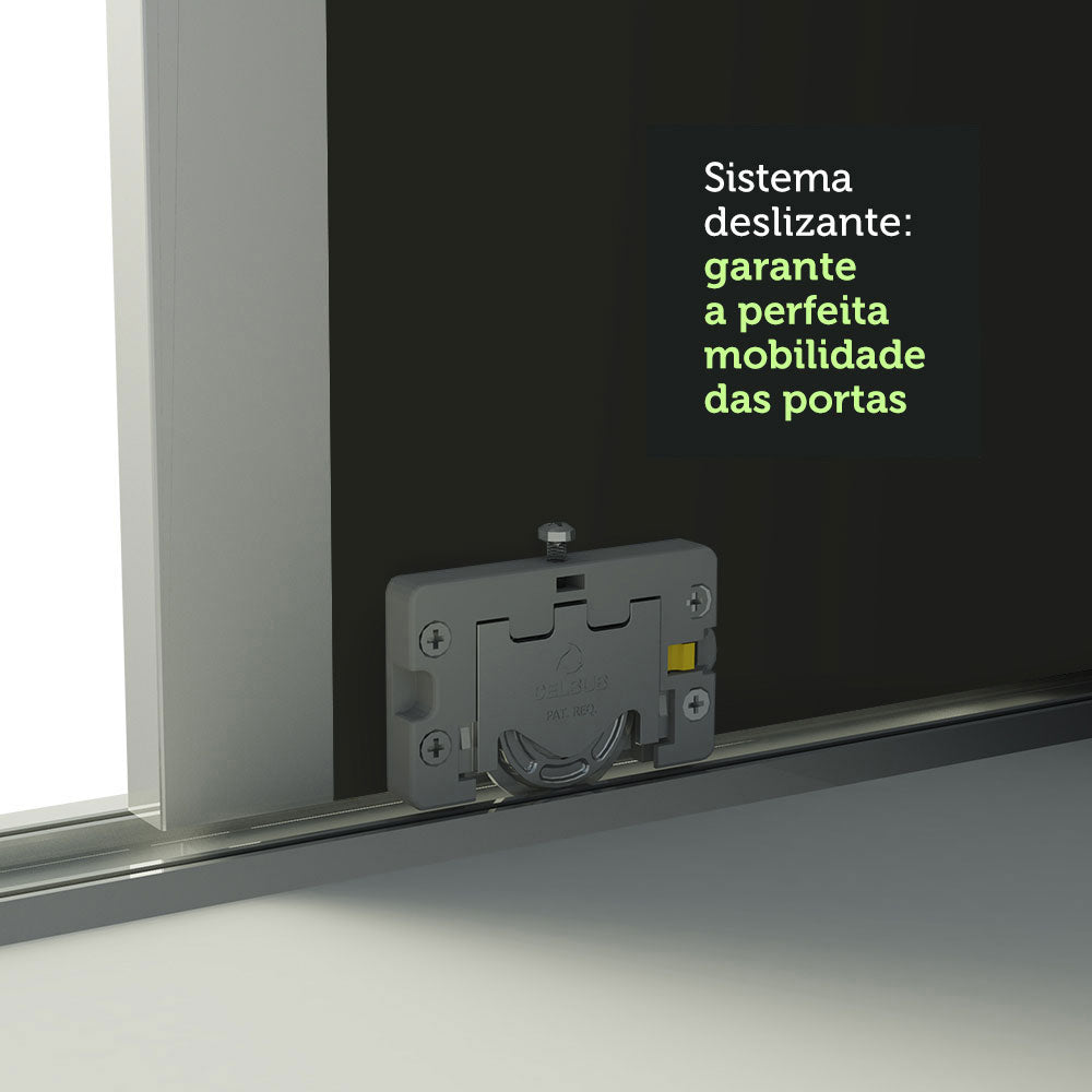 Guarda-Roupa Casal 100% MDF Madesa Royale 3 Portas de Correr Branco/Branco/Preto