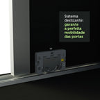 Guarda-Roupa Casal 100% MDF Madesa Royale 3 Portas de Correr Preto/Branco