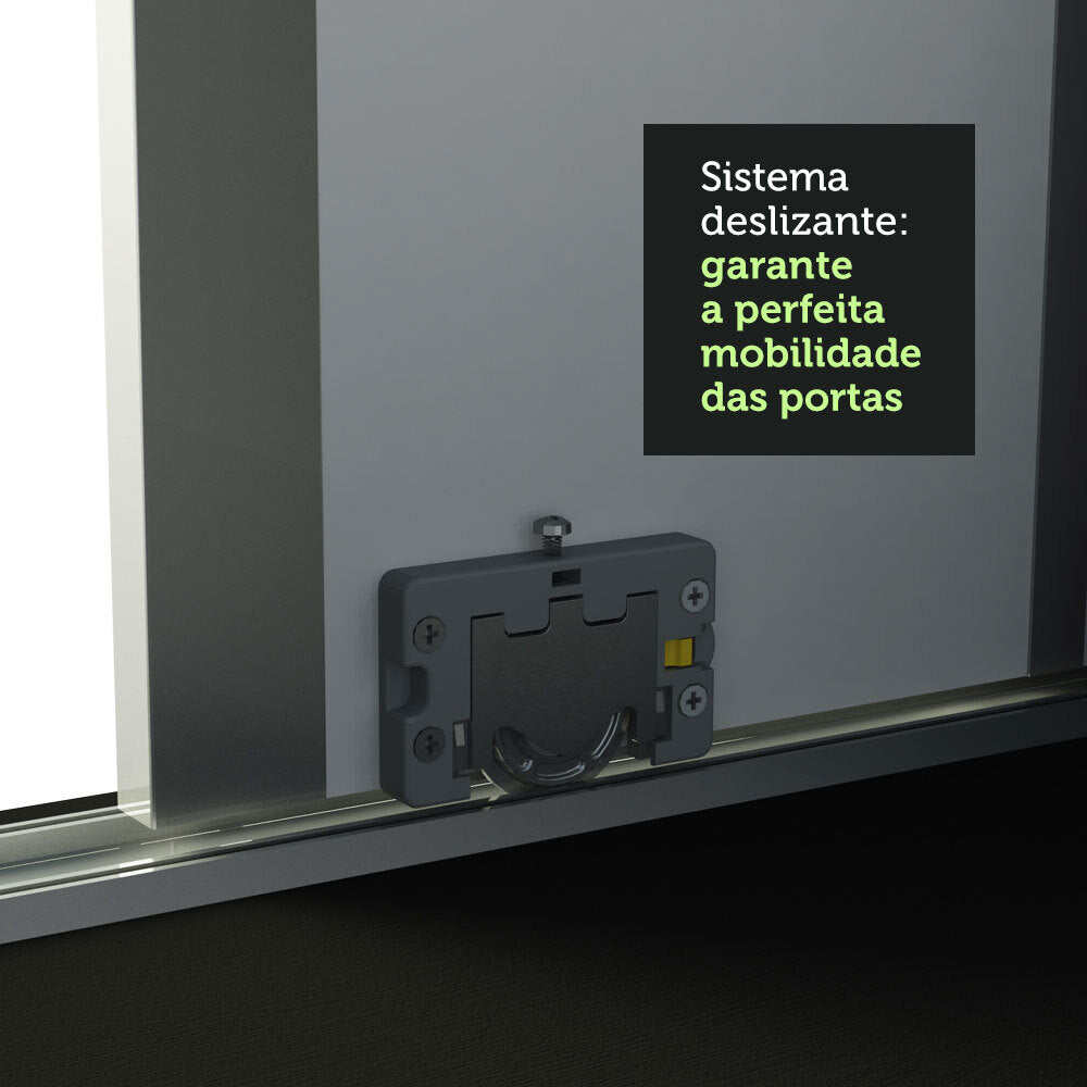 Guarda-Roupa Casal 100% MDF Madesa Royale 3 Portas de Correr Preto/Rustic