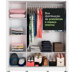 Guarda-Roupa Casal Madesa Mônaco 3 Portas de Correr de Espelho com Pés Branco