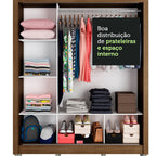 Guarda-Roupa Casal Madesa Mônaco 3 Portas de Correr com Espelhos com Pés Rustic