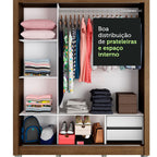 Guarda-Roupa Casal Madesa Lyon 3 Portas de Correr de Espelho 2 Gavetas com Pés Rustic