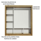 Guarda-Roupa Casal Madesa Mônaco 3 Portas de Correr com Espelhos Rustic/Branco