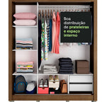 Guarda-Roupa Casal Madesa Lyon 3 Portas de Correr com Espelhos 2 Gavetas com Pés Rustic/Branco