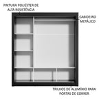 Guarda-Roupa Casal Madesa Mônaco 3 Portas de Correr Preto/Branco