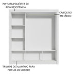 Guarda-Roupa Casal Madesa Mônaco 3 Portas de Correr com Espelhos Branco/Cinza
