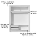 Guarda-Roupa Solteiro Madesa Dallas 2 Portas de Correr com Espelho 2 Gavetas Branco