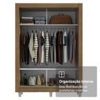Guarda-Roupa Solteiro Madesa Denver 2 Portas de Correr com Espelho com Pés Rustic