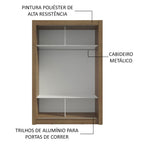 Guarda-Roupa Solteiro Madesa Denver 2 Portas de Correr com Espelho Rustic/Preto