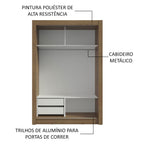 Guarda-Roupa Solteiro Madesa Dallas 2 Portas de Correr com Espelho 2 Gavetas Rustic/Preto