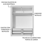 Guarda-Roupa Solteiro Madesa Dallas Plus 2 Portas de Correr com Espelho 4 Gavetas Branco/Rustic