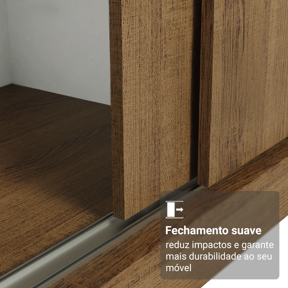 Guarda-Roupa Casal Madesa Reno 3 Portas de Correr Rustic