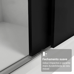 Guarda-Roupa Casal Madesa Reno 3 Portas de Correr com Espelhos Branco/Preto