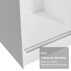 Guarda-Roupa Casal com Pés 3 Portas de Correr de Espelho Branco/Preto Reno Madesa