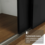 Guarda-Roupa Casal 3 Portas de Correr com Espelho Rustic/Preto Madesa Reno
