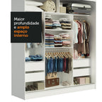 Guarda-Roupa Casal Madesa Reno 3 Portas de Correr Branco/Rustic