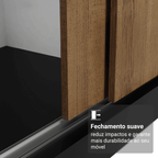 Guarda-Roupa Casal Madesa Reno 3 Portas de Correr  Preto/Rustic