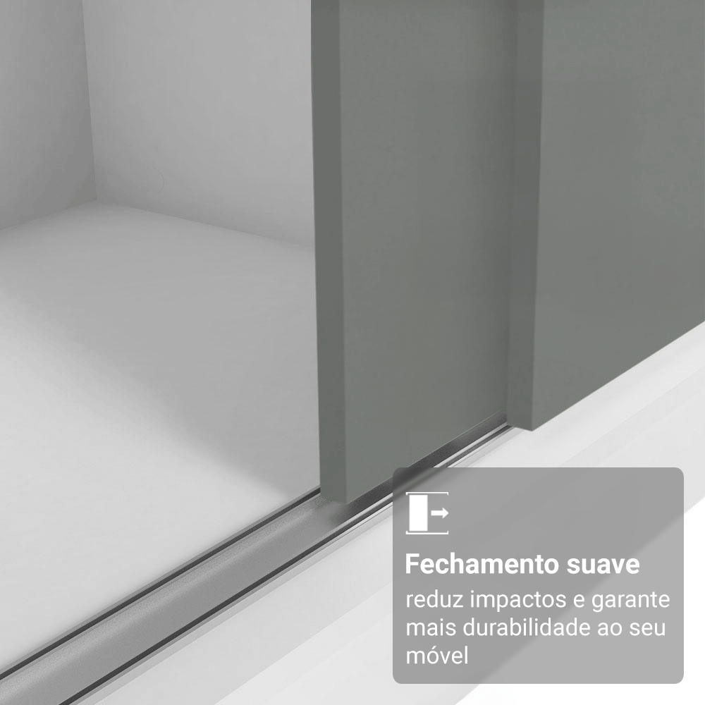 Guarda-Roupa Casal Madesa Reno 3 Portas de Correr com Espelhos Branco/Cinza