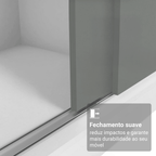 Guarda-Roupa Casal Madesa Reno 3 Portas de Correr com Espelhos Branco/Cinza
