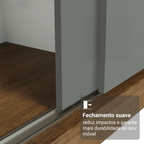 Guarda-Roupa Casal 3 Portas de Correr com Espelho Rustic/Cinza Madesa Reno