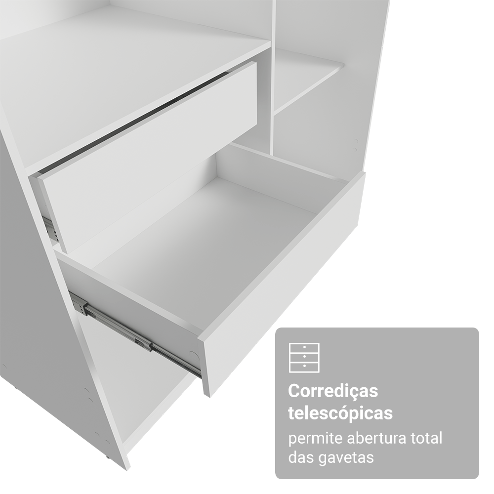 Guarda-Roupa Closet 2 Gavetas 121 cm Branco Venus Madesa