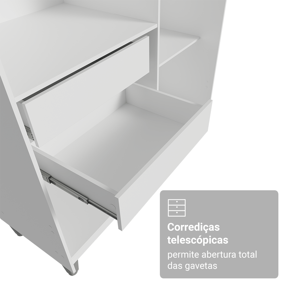 Guarda-Roupa Closet com Pés 2 Gavetas 121 cm Branco Venus Madesa