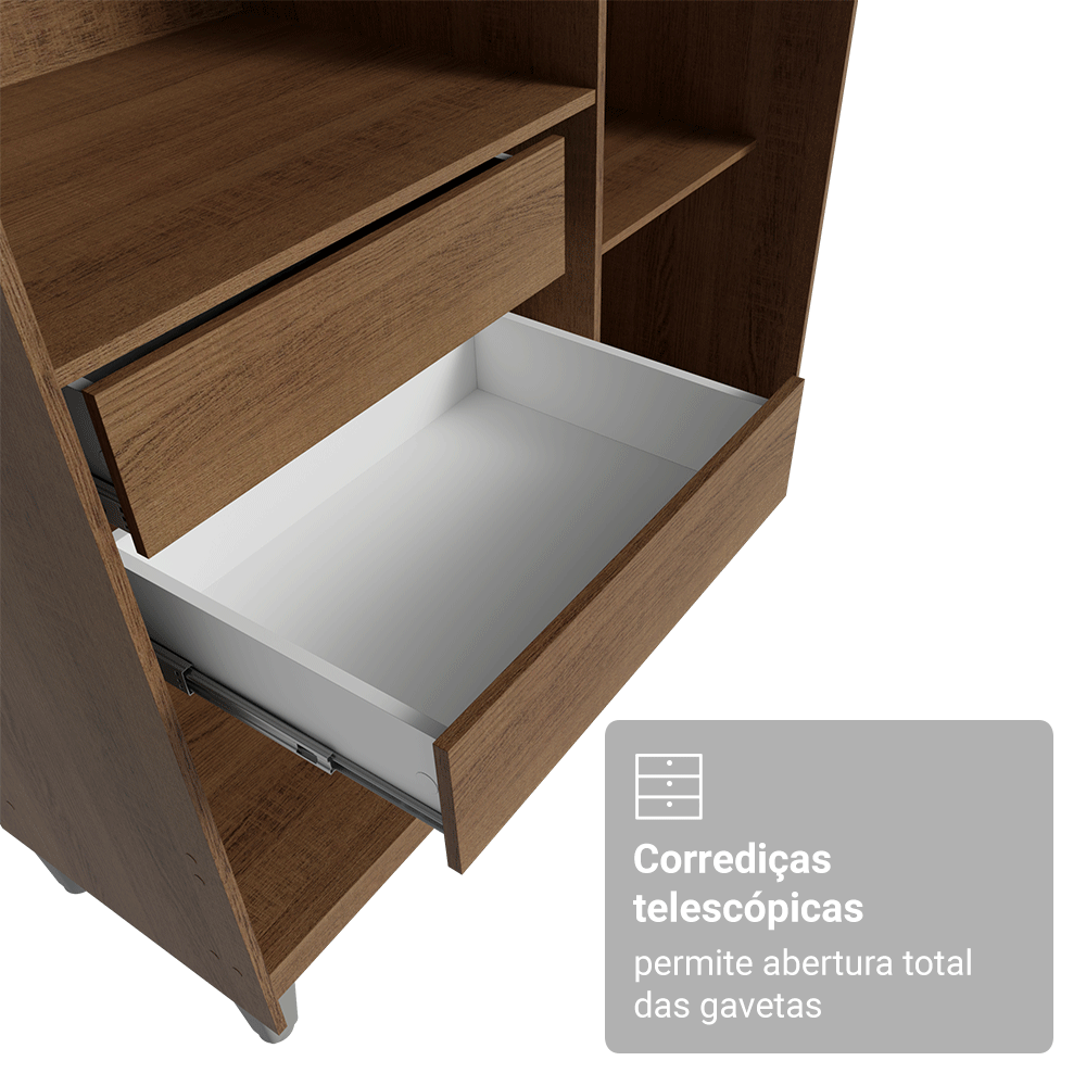 Guarda-Roupa Closet com Pés 2 Gavetas 121 cm Rustic Venus Madesa