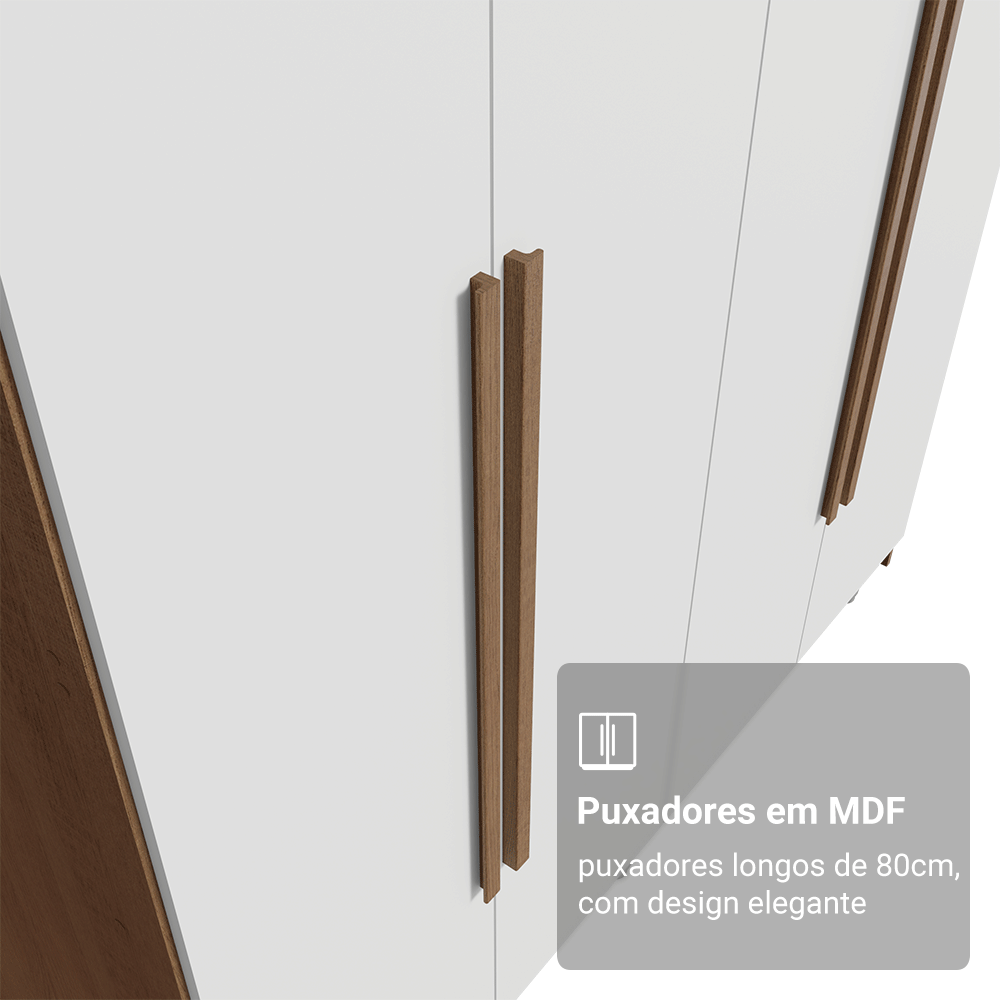 Guarda-Roupa Solteiro 4 Portas Batentes Rustic/Branco/Rustic Venus Madesa