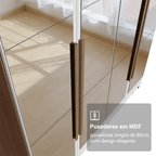 Guarda-Roupa Solteiro 4 Portas Batentes com Espelhos Rustic/Branco/Rustic Venus Madesa