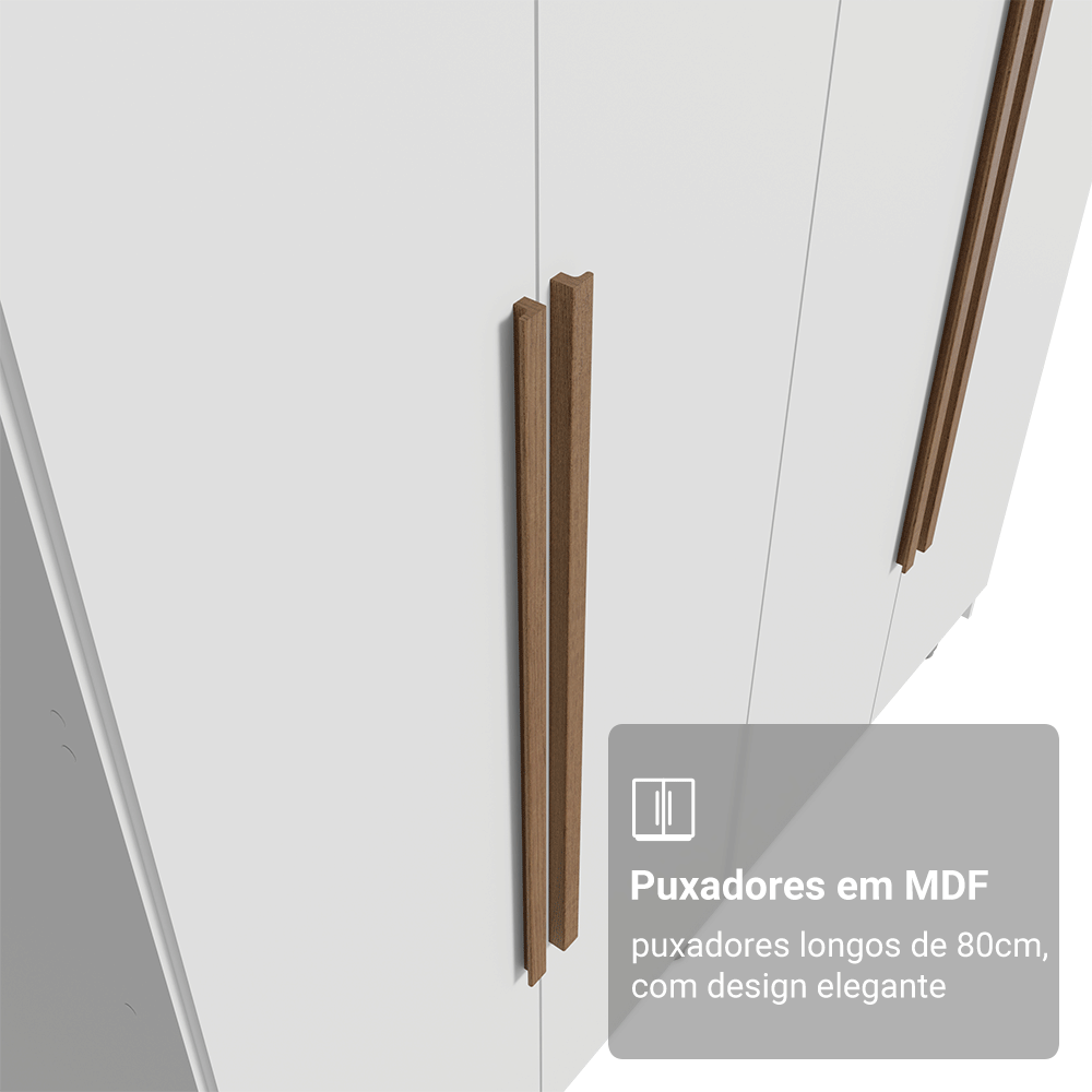 Guarda-Roupa Solteiro com Pés 4 Portas Batentes Branco/Branco/Rustic Venus Madesa