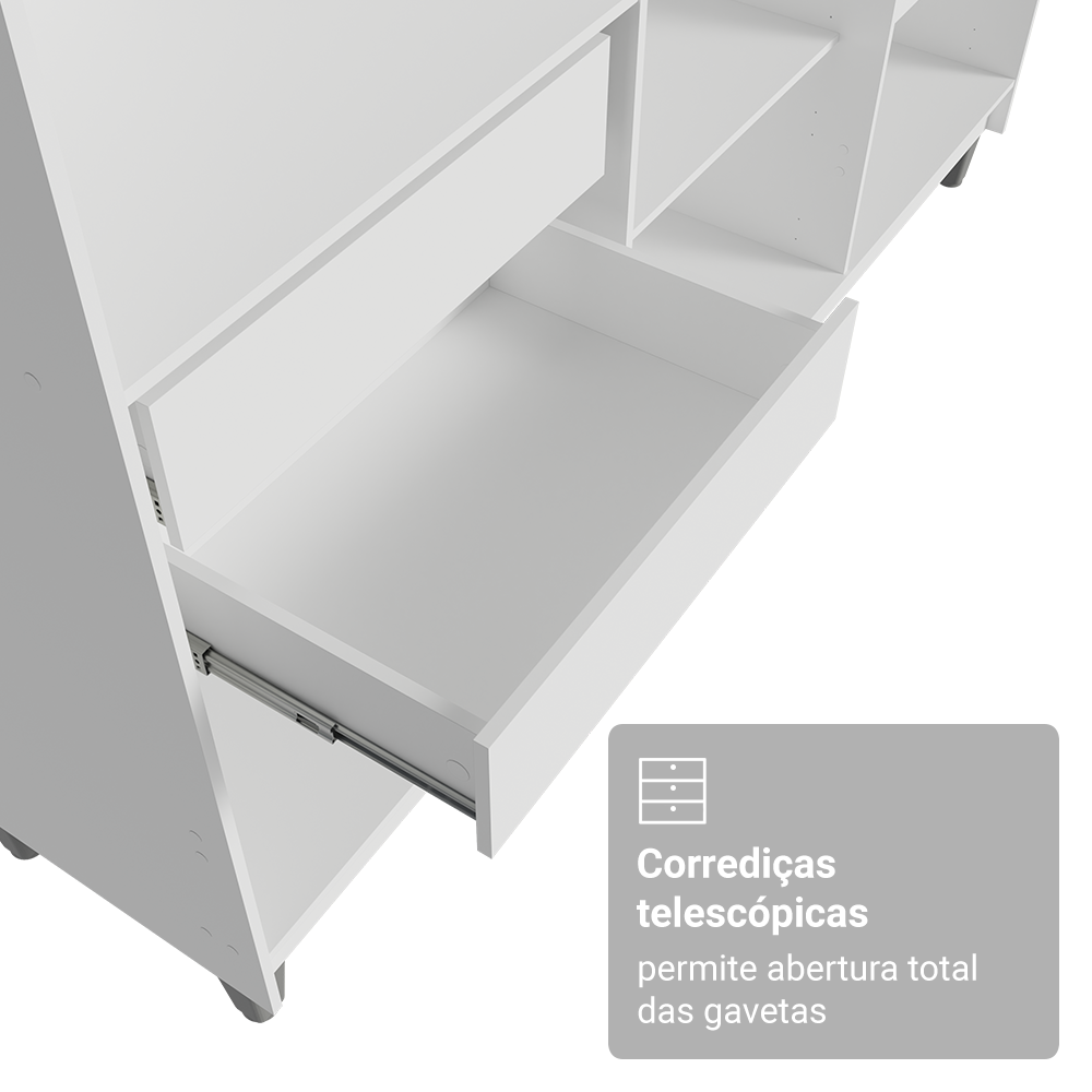 Guarda-Roupa Closet com Pés 4 Gavetas 180cm Branco Venus Madesa