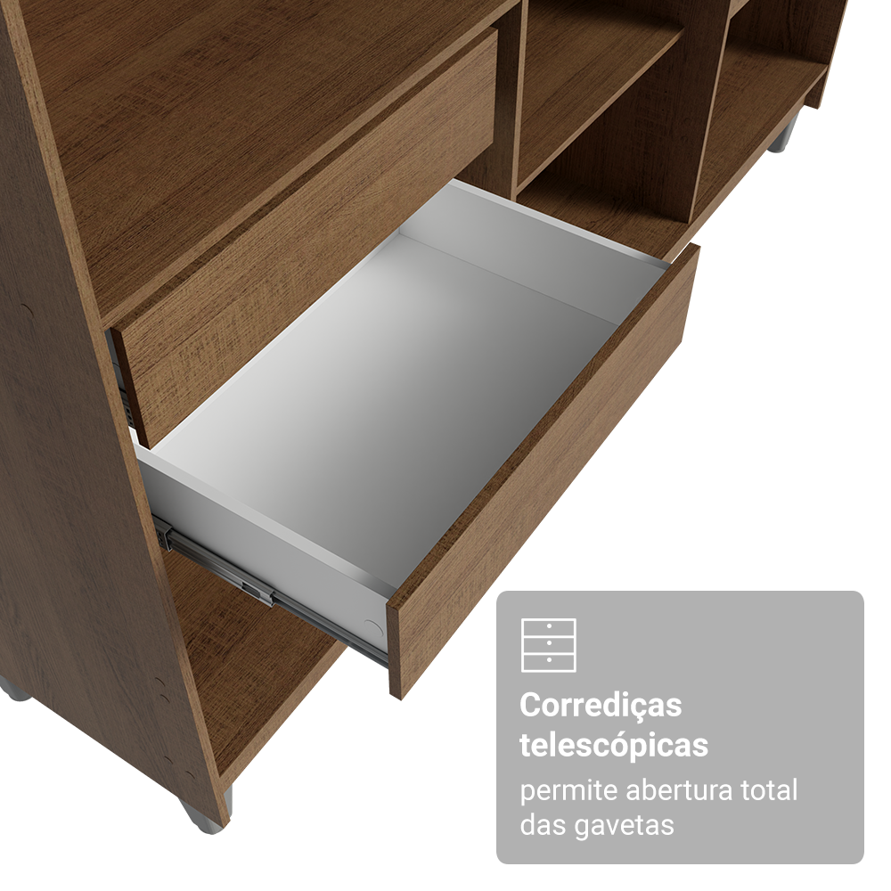 Guarda-Roupa Closet com Pés 4 Gavetas 180cm Rustic Venus Madesa