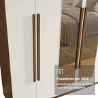 Guarda-Roupa Casal 6 Portas Batentes com Espelho Rustic/Branco/Rustic Venus Madesa