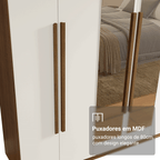 Guarda-Roupa Casal 6 Portas Batentes com Espelho Rustic/Branco/Rustic Venus Madesa