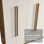 Guarda-Roupa Casal 6 Portas Batentes Rustic/Branco/Rustic Venus Madesa