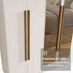 Guarda-Roupa Casal 6 Portas Batentes com Espelho Branco/Branco/Rustic Venus Madesa
