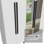 Guarda-Roupa Casal com Pés 6 Portas Batentes com Espelho Branco/Branco/Preto Venus Madesa