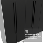 Guarda-Roupa Casal com Pés 6 Portas Batentes Branco/Preto/Preto Venus Madesa